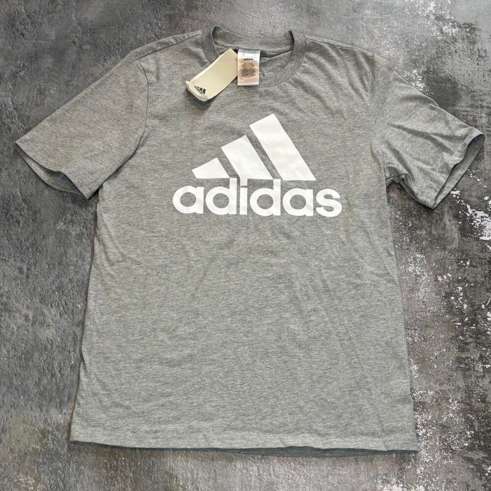 Grey & White Adidas Logo T Shirt! Crewneck Short Sleeve Size Small.